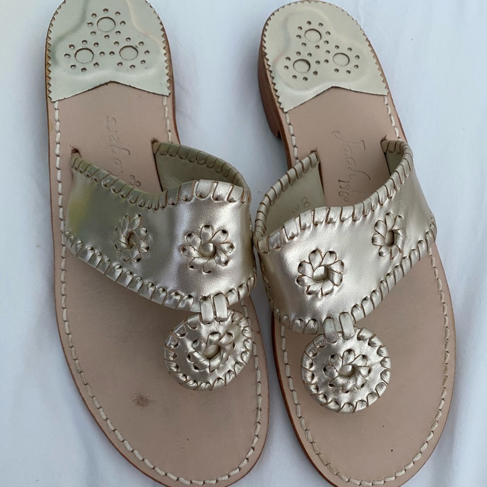Jack Rogers Metallic Hamptons Flat Sandal Size 8